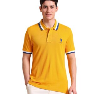 U.S. Polo ASSN. Solid Slim Fit Polo T Shirts for Men - 100% Cotton, Half Sleeves Mens Tshirt