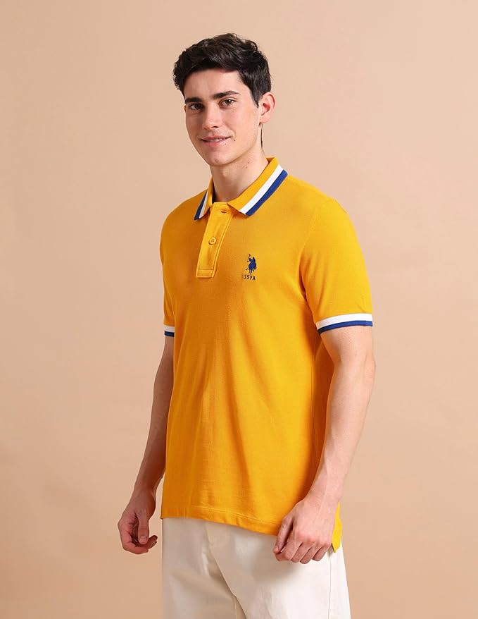 U.S. Polo ASSN. Solid Slim Fit Polo T Shirts for Men - 100% Cotton, Half Sleeves Mens Tshirt - Image 2